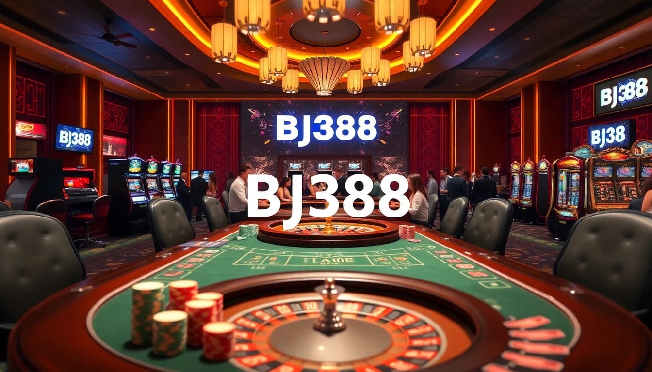 Experience the excitement of BJ388 with vibrant casino gaming scenes.