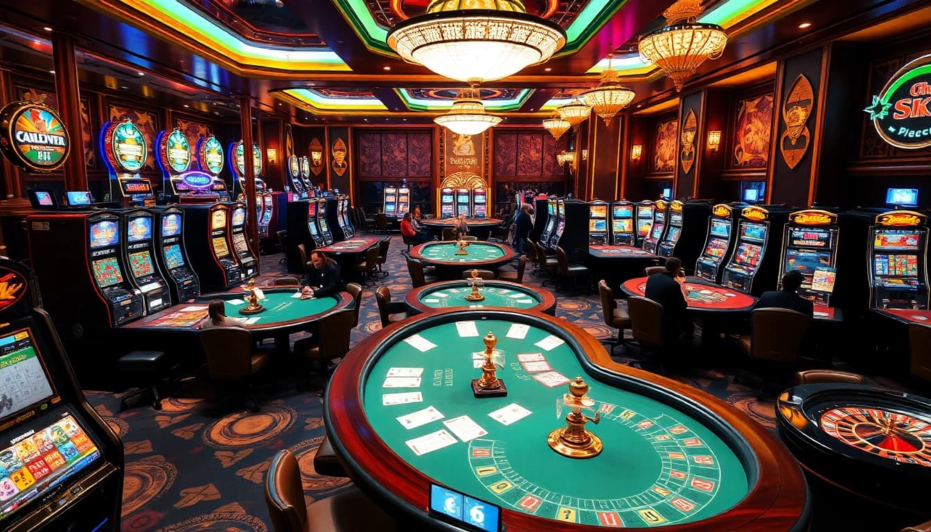 Players enjoying a thrilling casino experience with gamebaidoithuong and vibrant gaming elements.