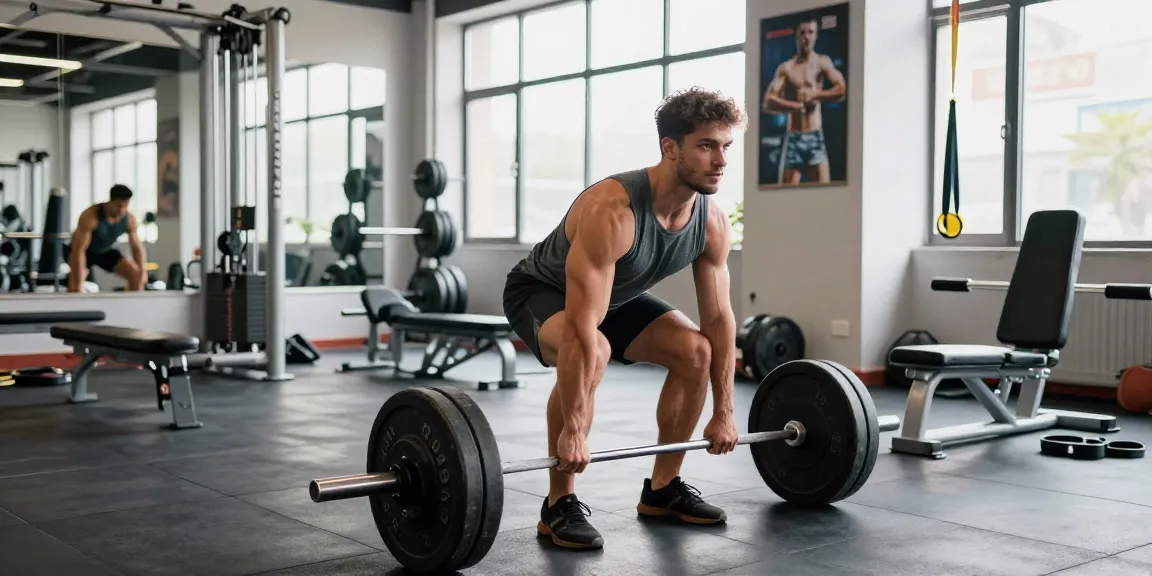 Bodybuilder im Fitnessstudio, der Steroide im Steroidshop kauft und intensiv trainiert.