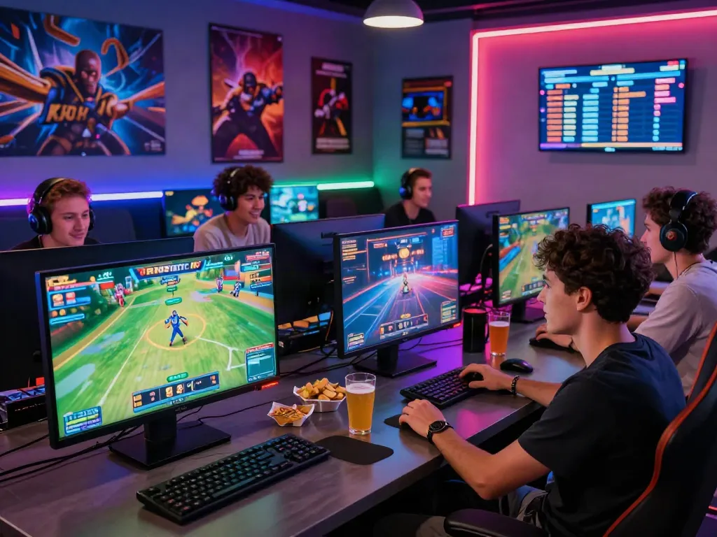 Group of friends enjoying the iwin gaming experience with vibrant colors and engaging games.