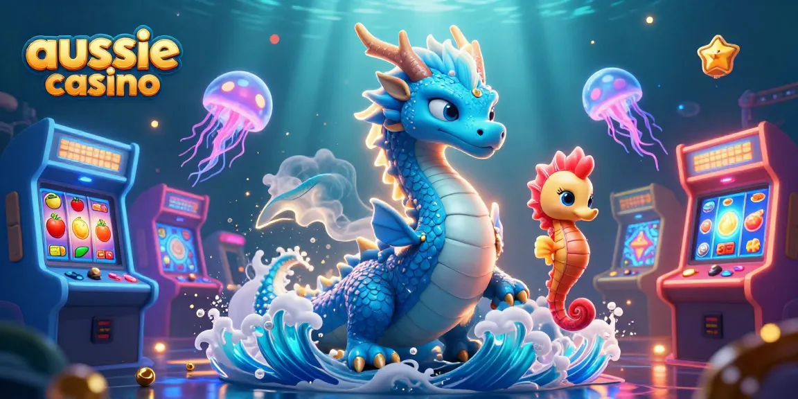 Engage with exciting games at aussie casino, showcasing vibrant slot machines and magical underwater elements.