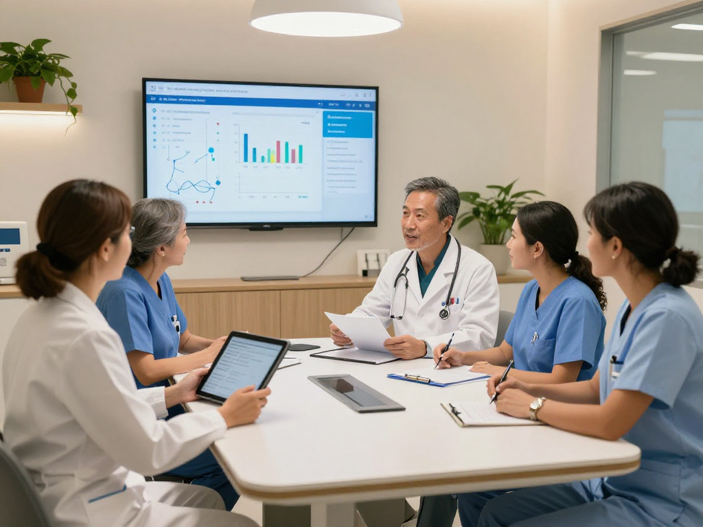 Healthcare consulting in a modern clinic focusing on Datenschutz und Barrierefreiheit in Gesundheitswesen Arzt.