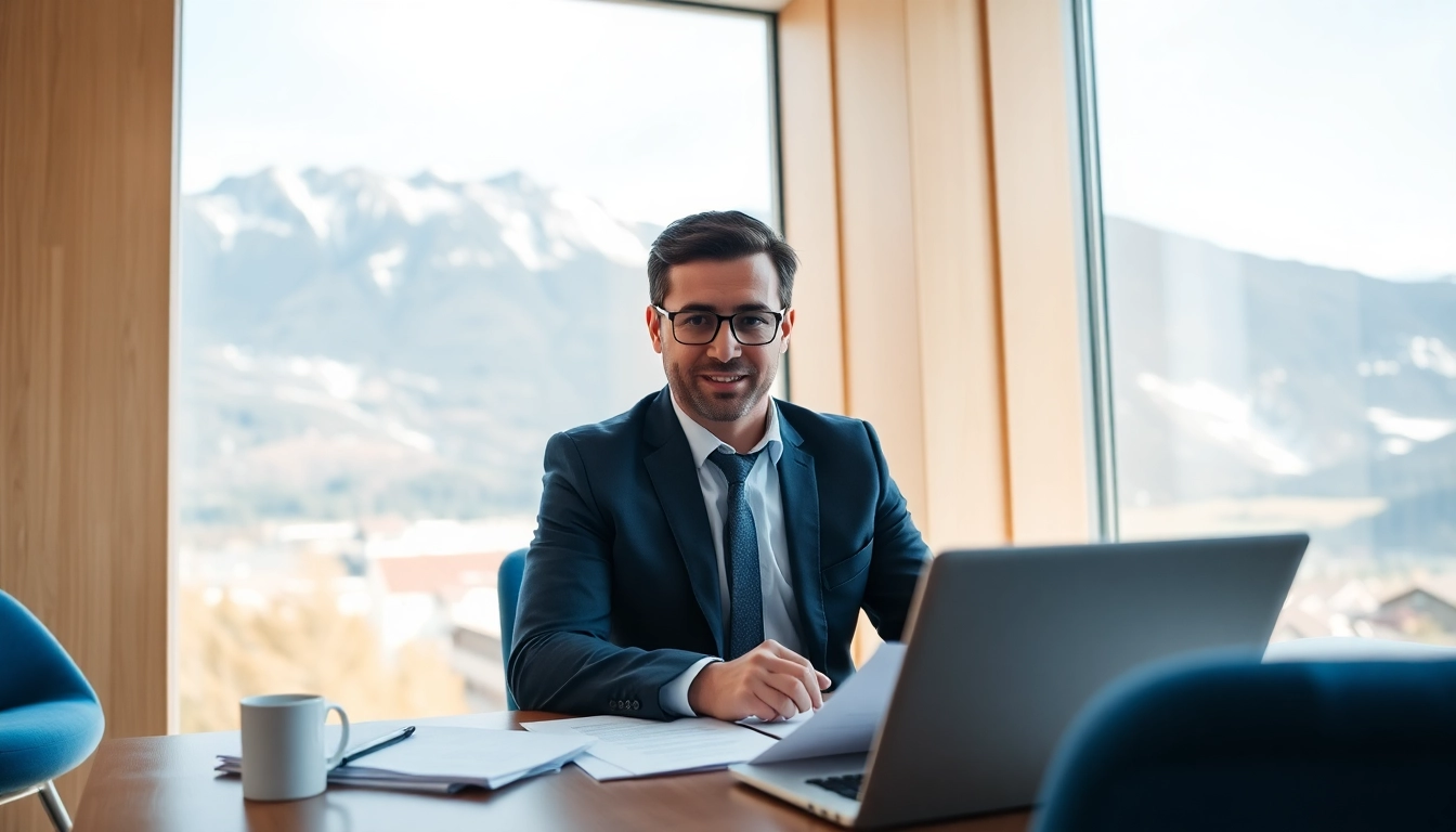 Professioneller Headhunter Schweiz bei der Beratung in einem modernen Büroumfeld.