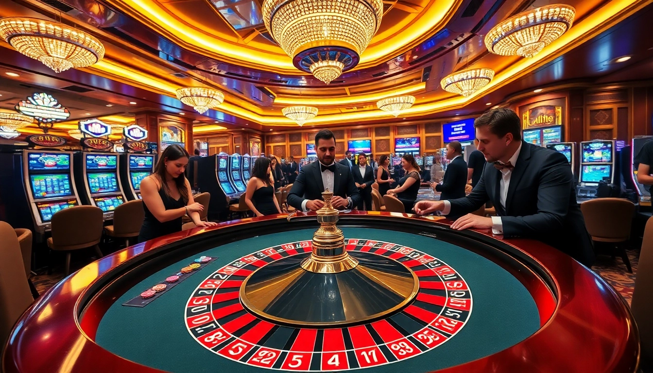 Excited players enjoy roulette at https://kjcmh.com/ casino, showcasing vibrant gaming atmosphere.