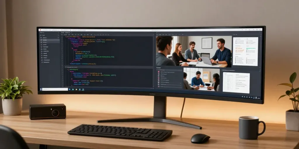 Hanteln Angebote und innovative Techniklösungen in einem modernen Entwicklerbüro mit digitaler Software.