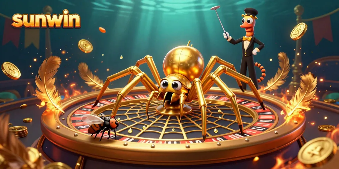 Experience thrilling bets at sunwin, with a golden spider and dynamic casino elements.