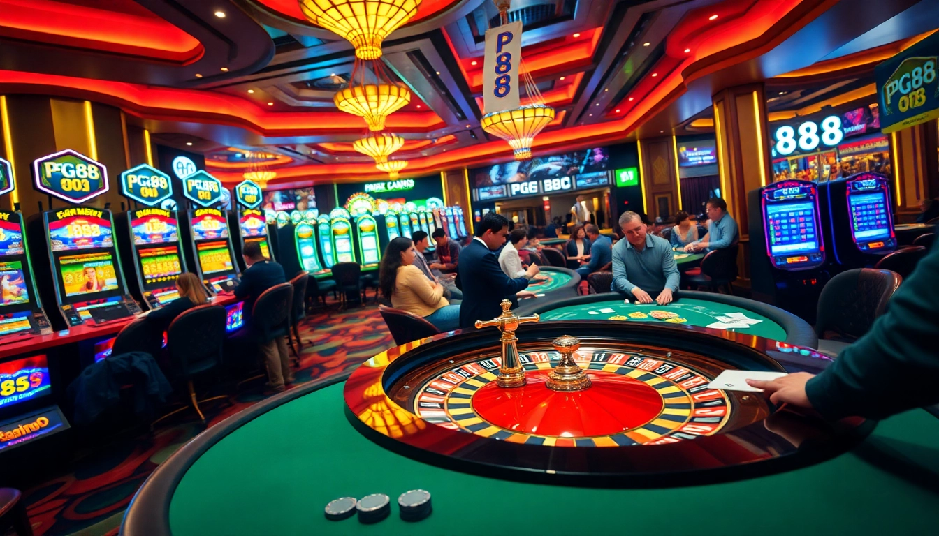 Experience the excitement at PG88 Casino with vibrant gaming layouts and engaged players.