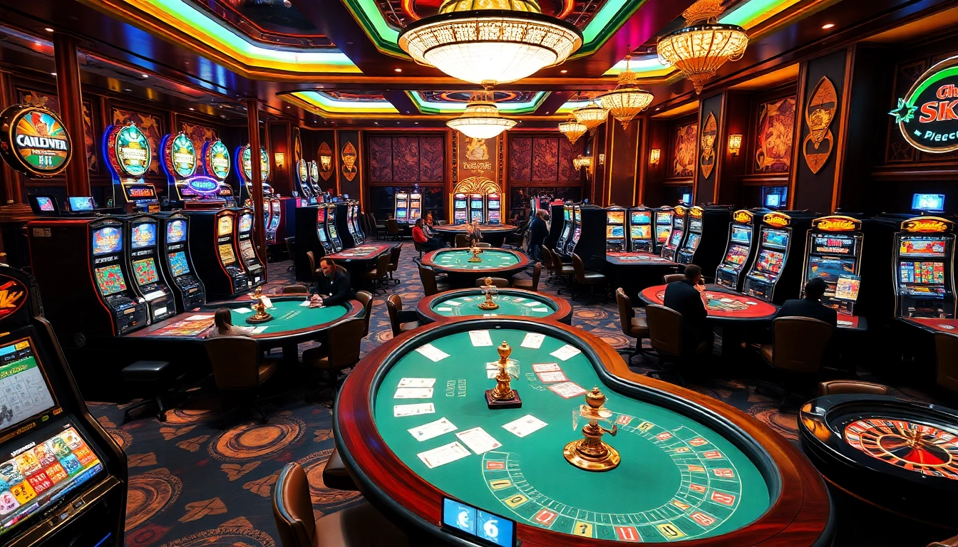 Players enjoying a thrilling casino experience with gamebaidoithuong and vibrant gaming elements.