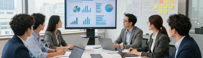 Strategische Diskussion über schwierige Führungskräfte in einem modernen Büro.